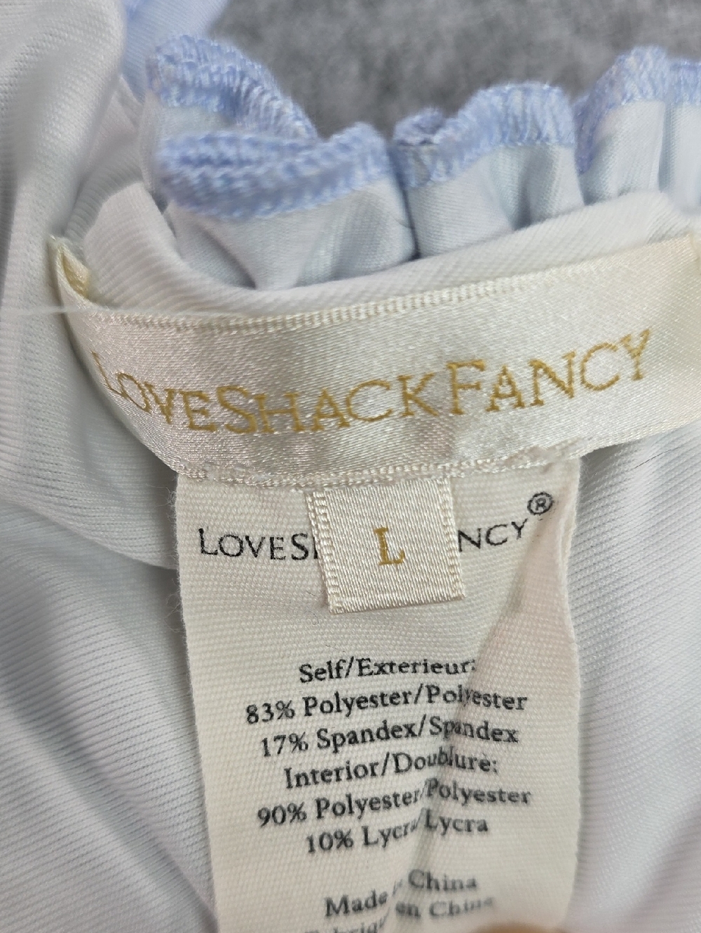 LoveShackFancy Light Blue Floral Ruffle High-Waist Bikini Set M Bottom/ L Top - Picture 4 of 9